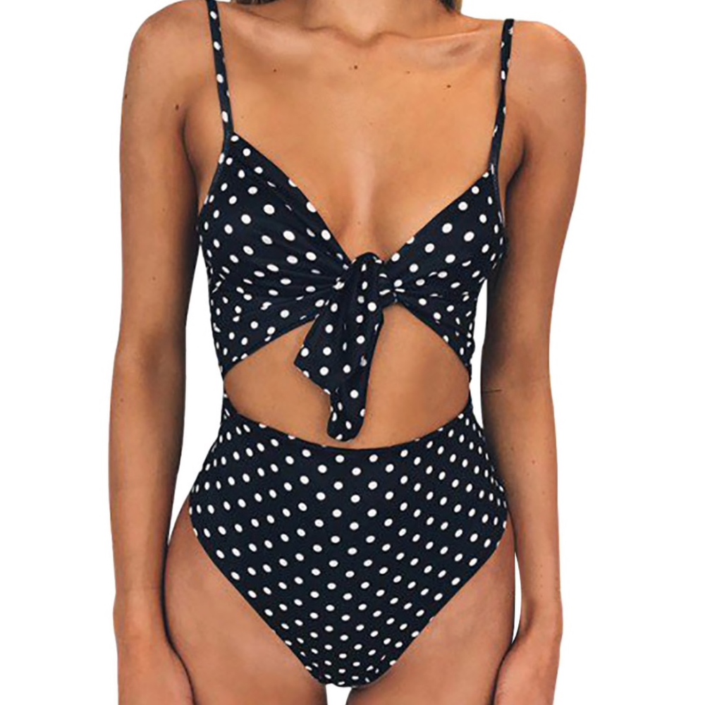 🔥Closing Sale🔥Polka Dot Front Cut-out One Piece